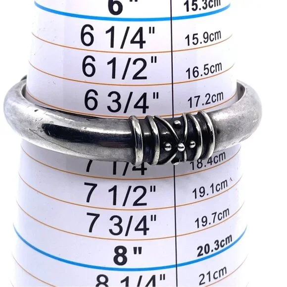 VTG Deborah Armstrong 925 Sterling Silver Hollow Dome Wrapped Wire Cuff Bracelet - Picture 10 of 16